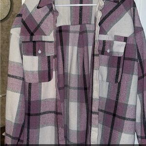 Plaid Shacket in Pink and Cream